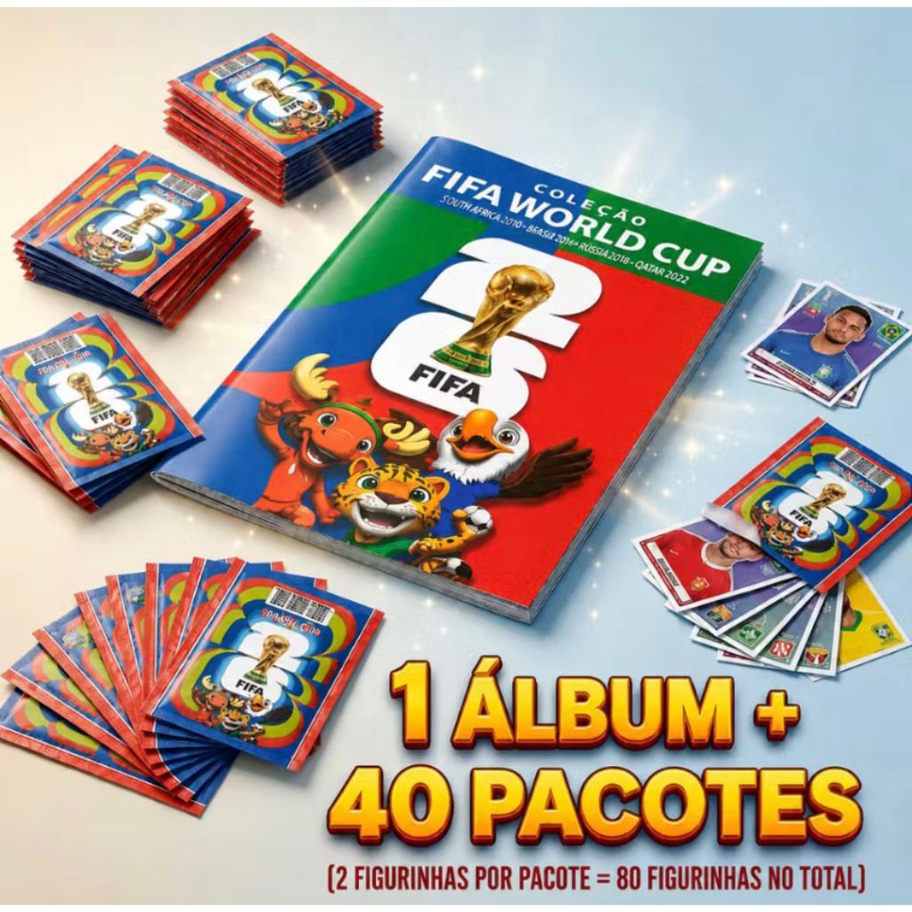 Álbum Copa Do Mundo KIDS 2026 + Figurinhas Futebo