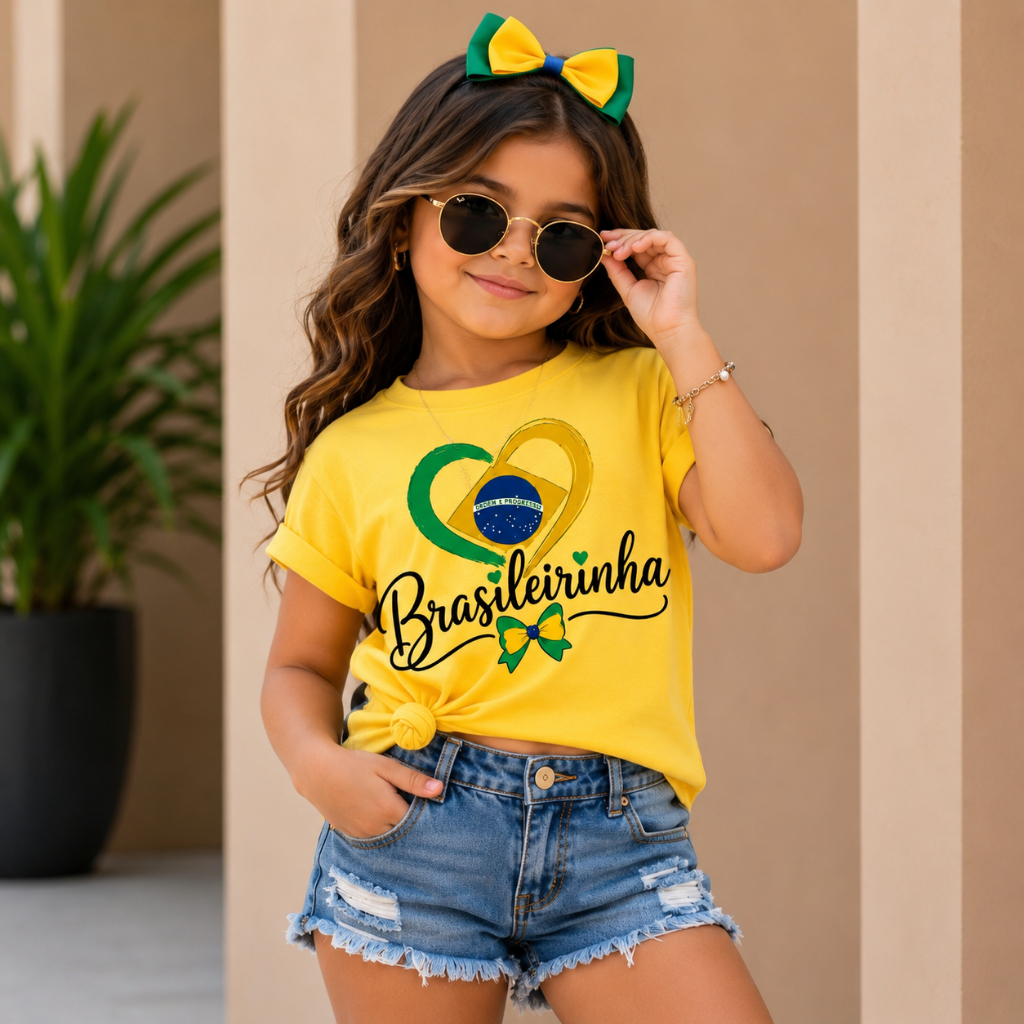 Camiseta infantil menina 100% algodão Brasil conf
