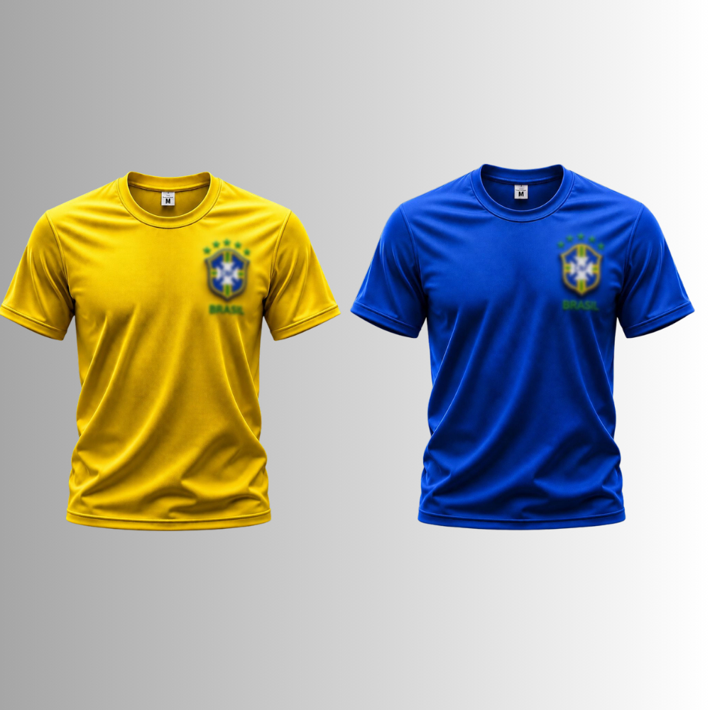 Kit 2 Camisas Brasileira Unissex Básica Poliéste