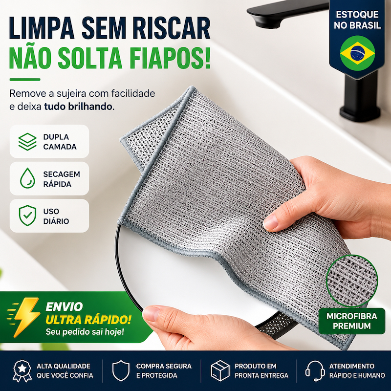 Panos de Limpeza Metálicos Prateados 20x20cm Lava