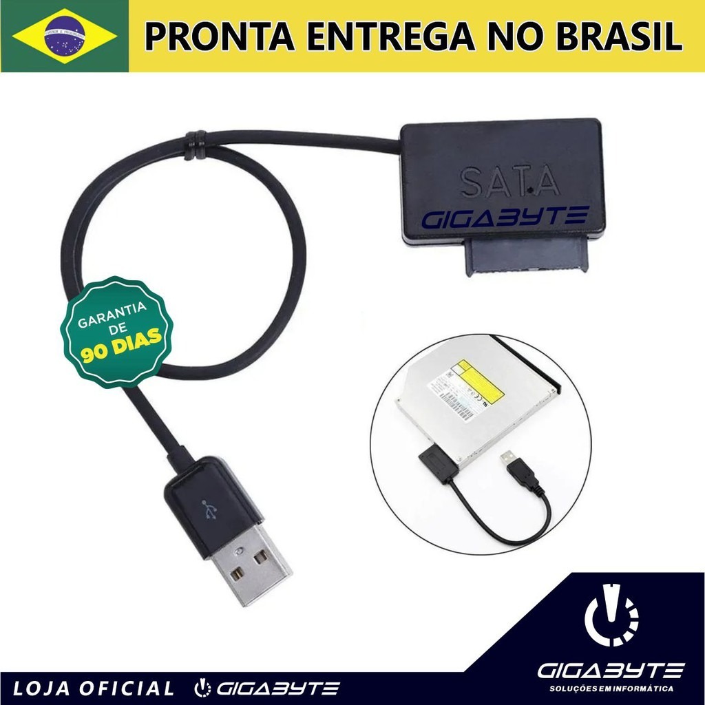 Cabo Adaptador Usb 2.0 Mini Sata P/ Leitor Cd Dvd 