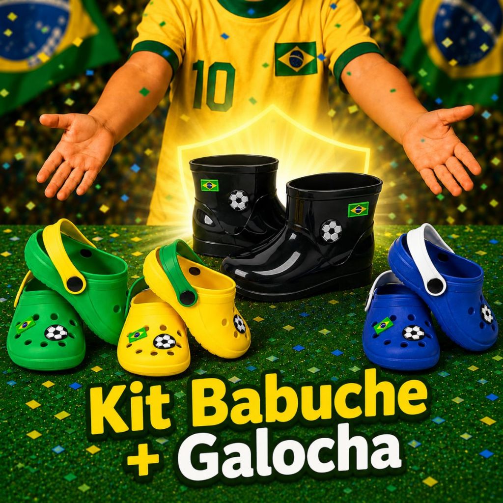 Kit Galocha + Sandália Babuche Copa Do Mundo Infa
