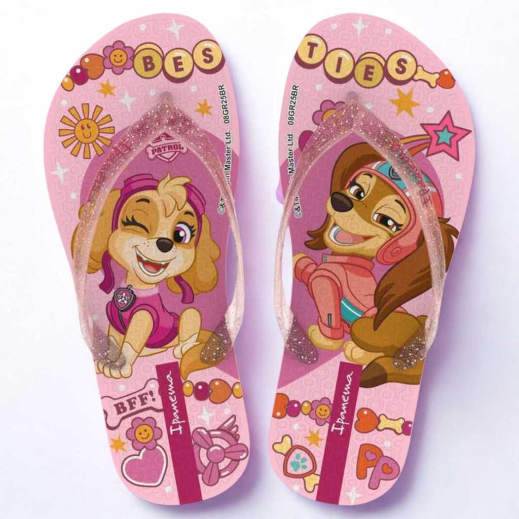 Chinelo de Dedo Infantil Rosa Patrulha Canina Ipan