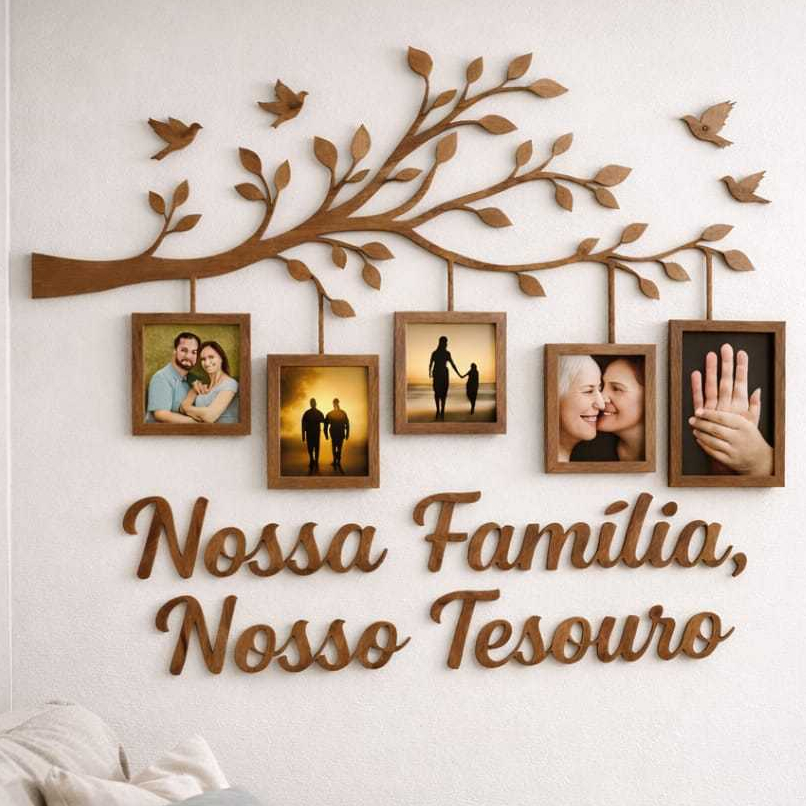 Quadro Porta Retato Parede Marrom Preto  Decoraç�