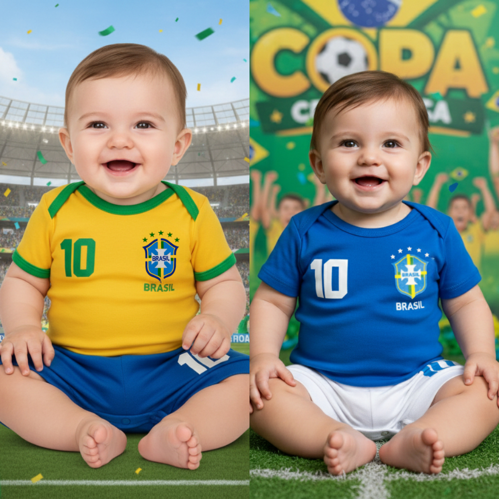 Body Bebê Brasil Temático Mesversário Kit 2 Pe�