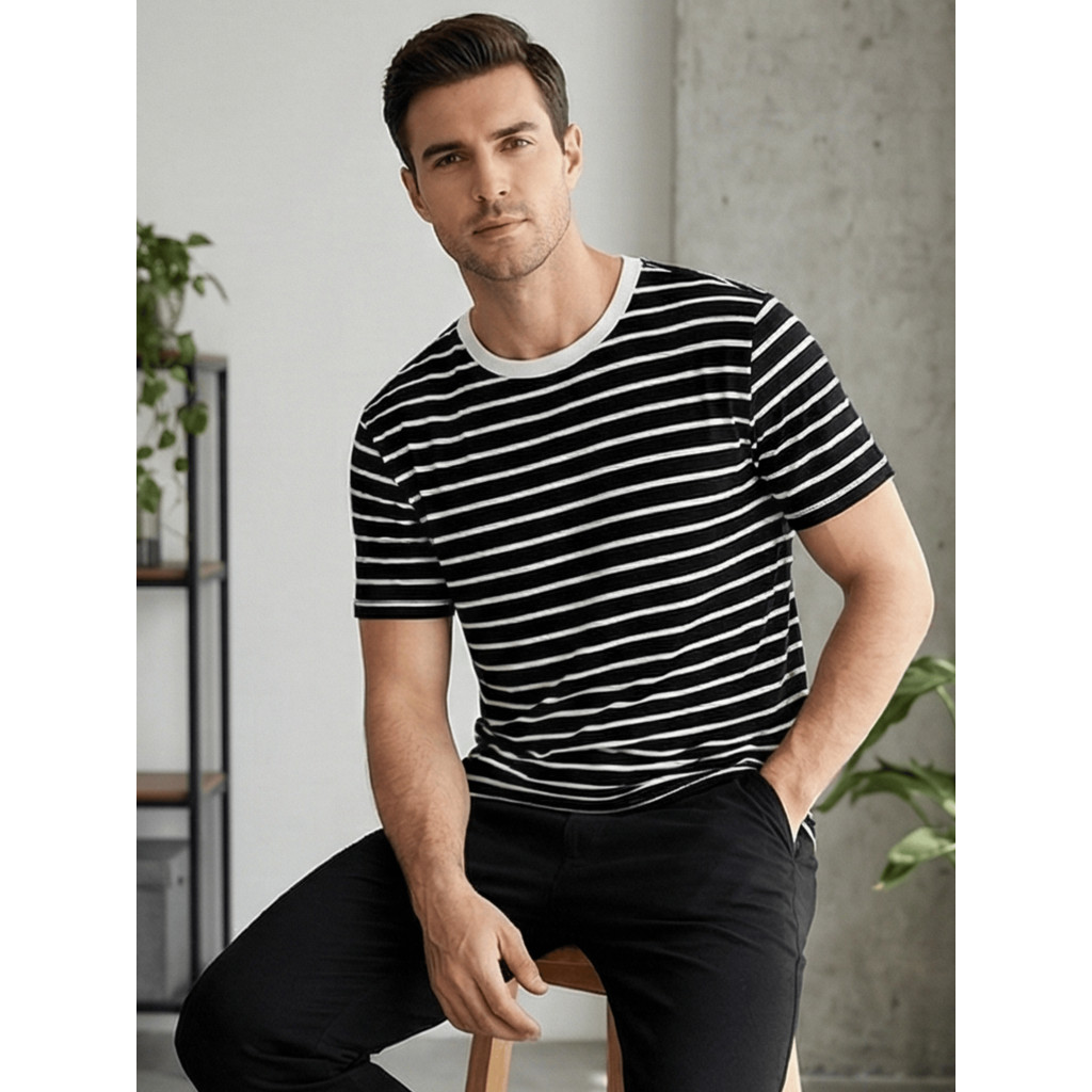Blusa Masculina Stripes Verão Camiseta Básica Li