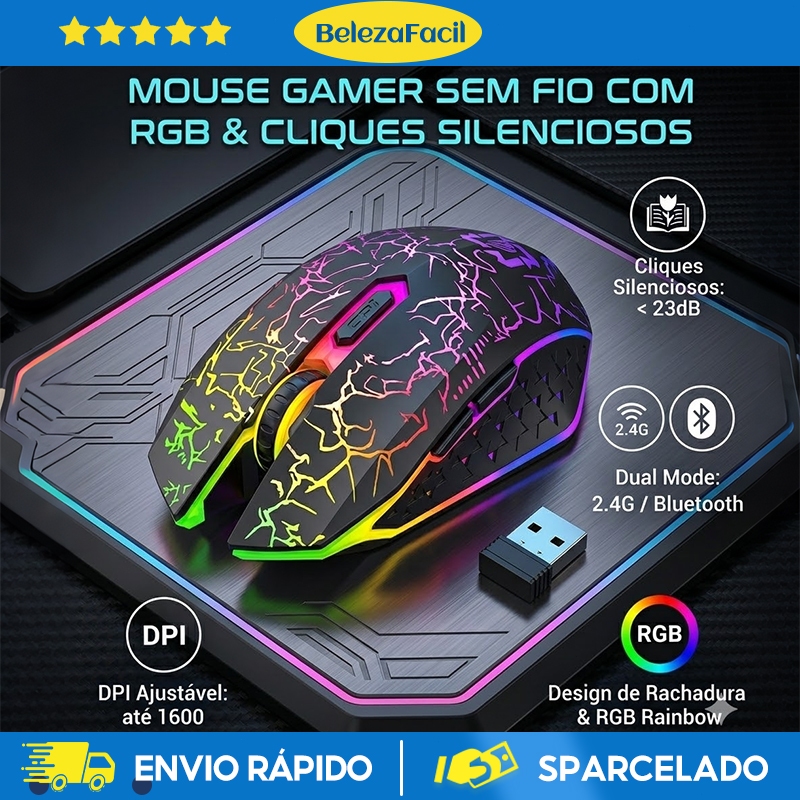 Mouse sem fio para notebook dual band receptor nan