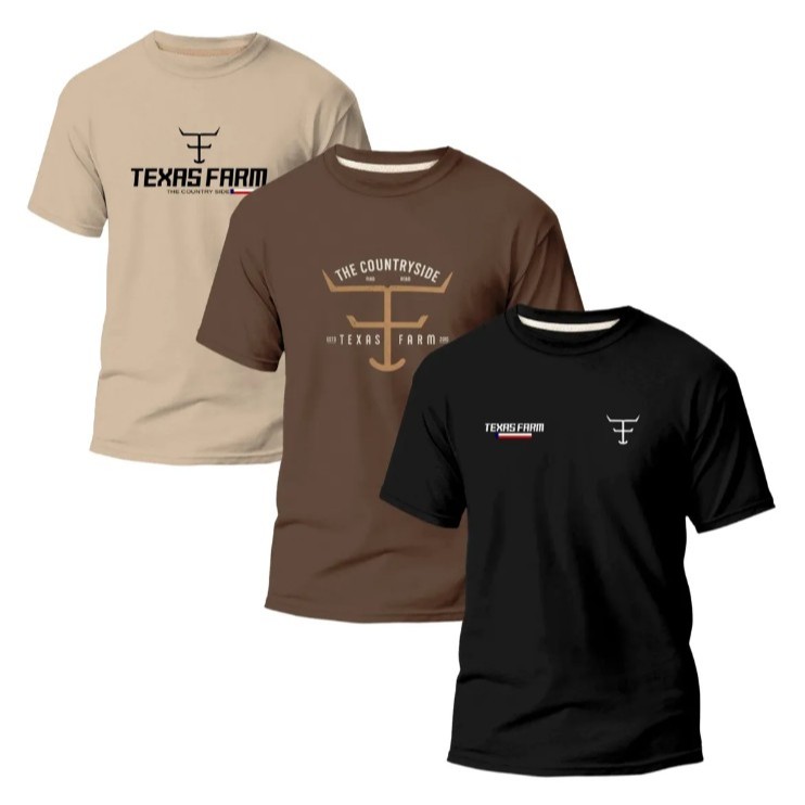 Kit 3 Camisas Masculina Algodão Variaveis Country