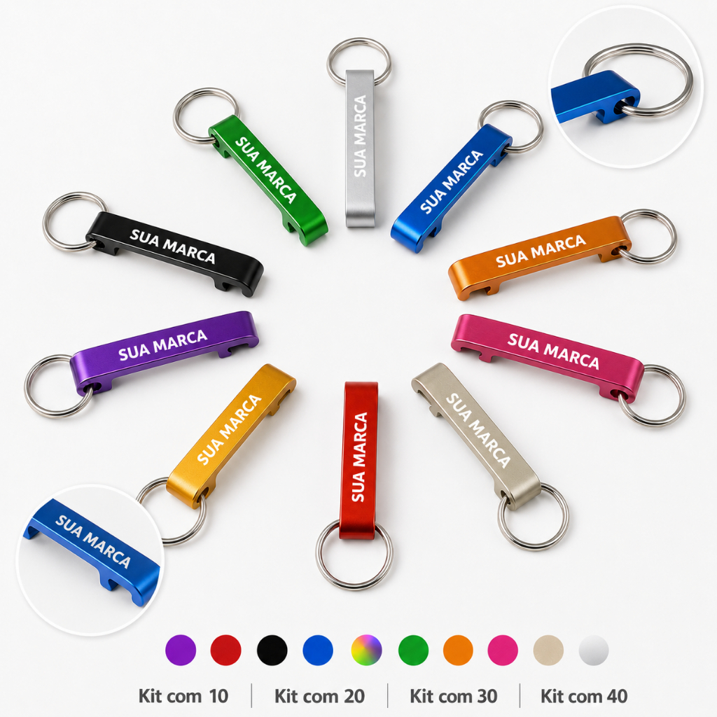 Kit 10 a 40 Chaveiros Abridor Personalizado Brinde