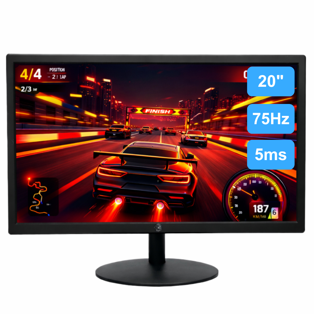 Monitor LED 20 Widescreen Box Preto  HD+, Bivolt, 