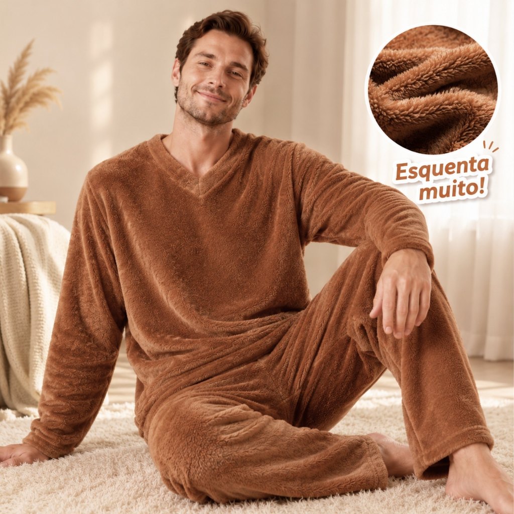 Pijama Masculino Quentinho Soft Fleece Macio Leve 