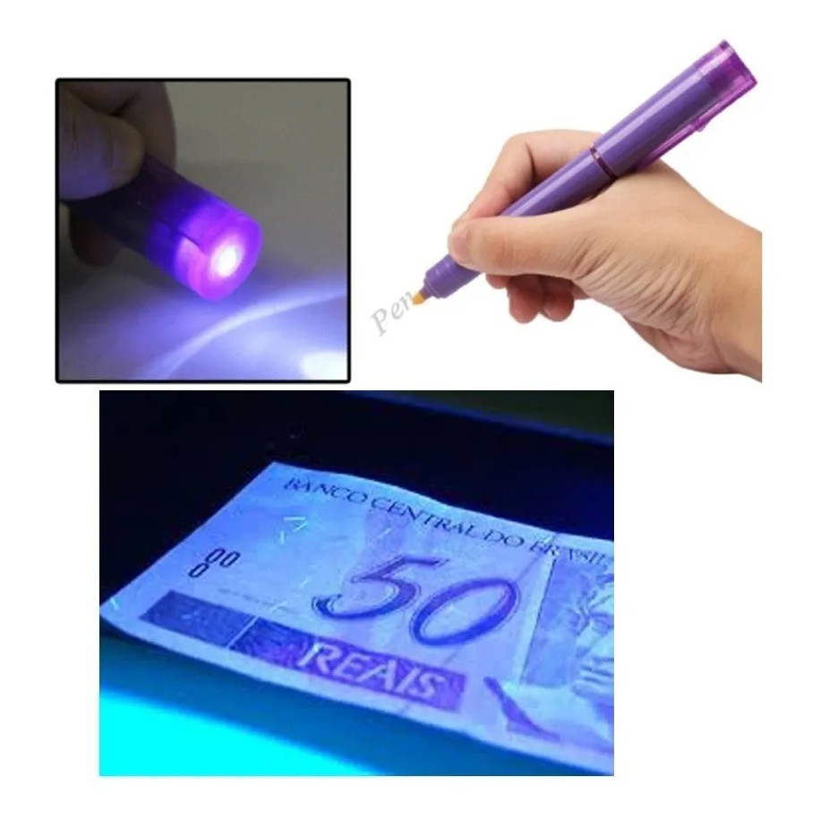 Caneta Marcadora de Dinheiro com Luz Negra UV  Tes