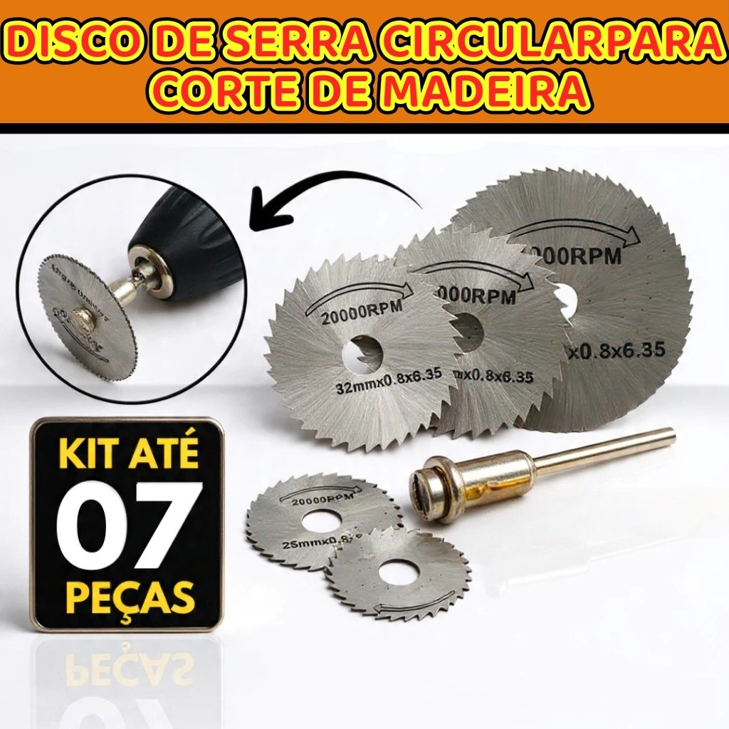 Jogo 7 Peças de aço Mini Disco Corte Serra Micro