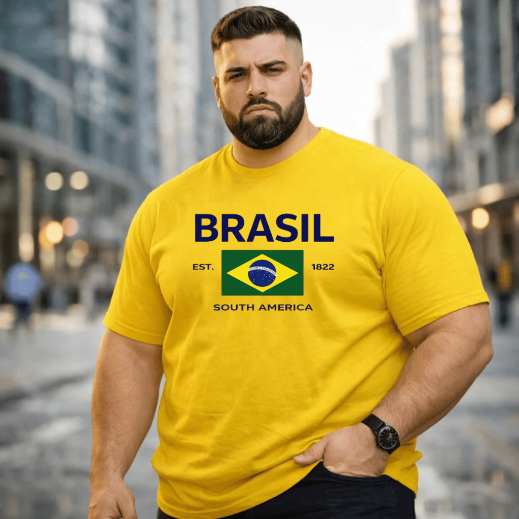 Camiseta Masculina Plus Sise Estampada Brasil Amer