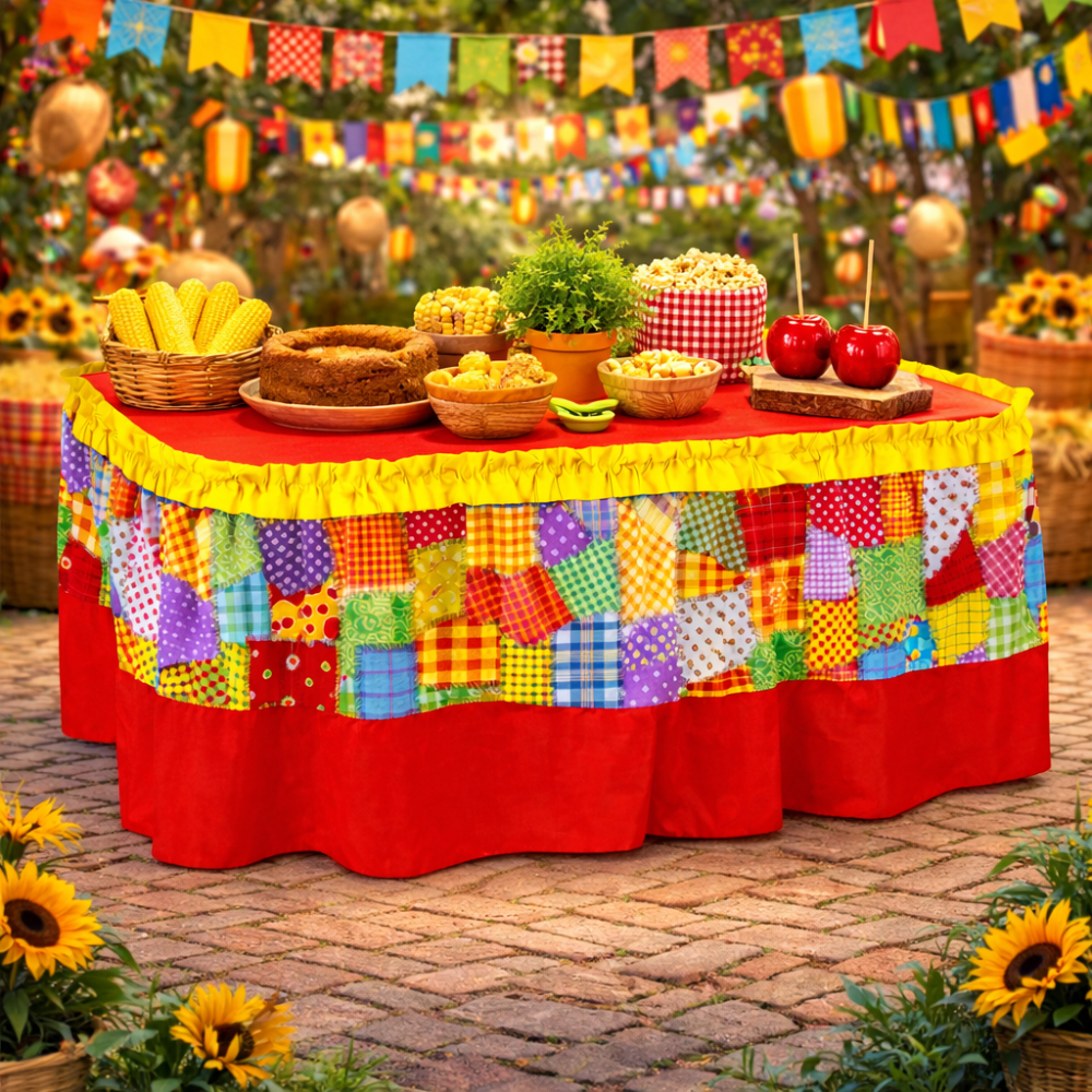 Saia Babado TNT Festa Junina Arraiá mesa principa