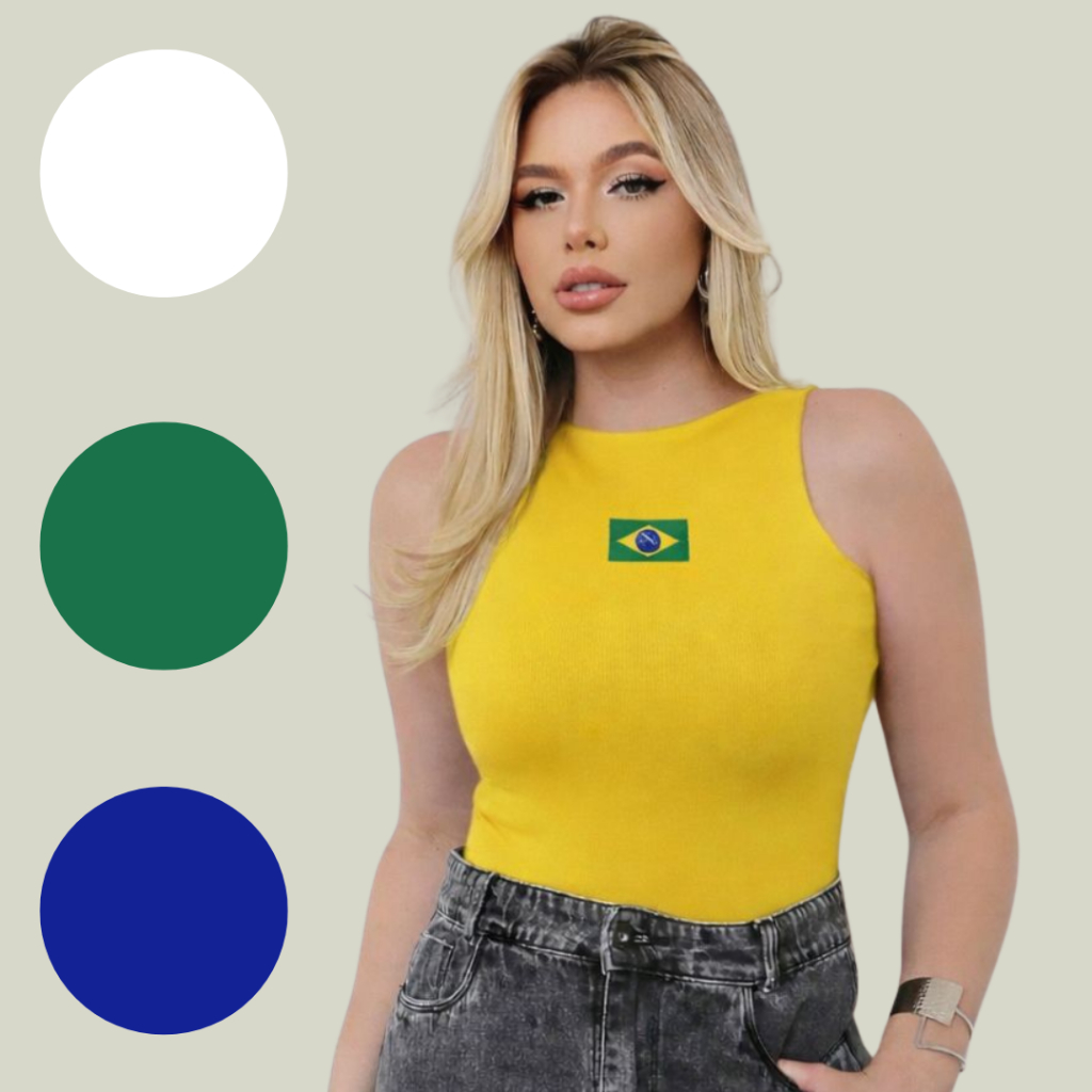 Regata Blusa Feminina Malha Suplex Copa Brasil Uni