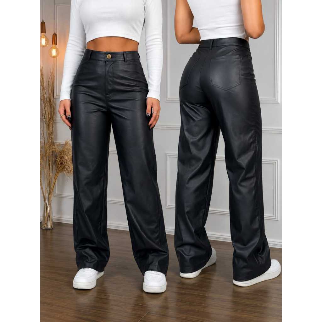 Calça Feminina Wide Leg Cintura Alta Pantalona Co