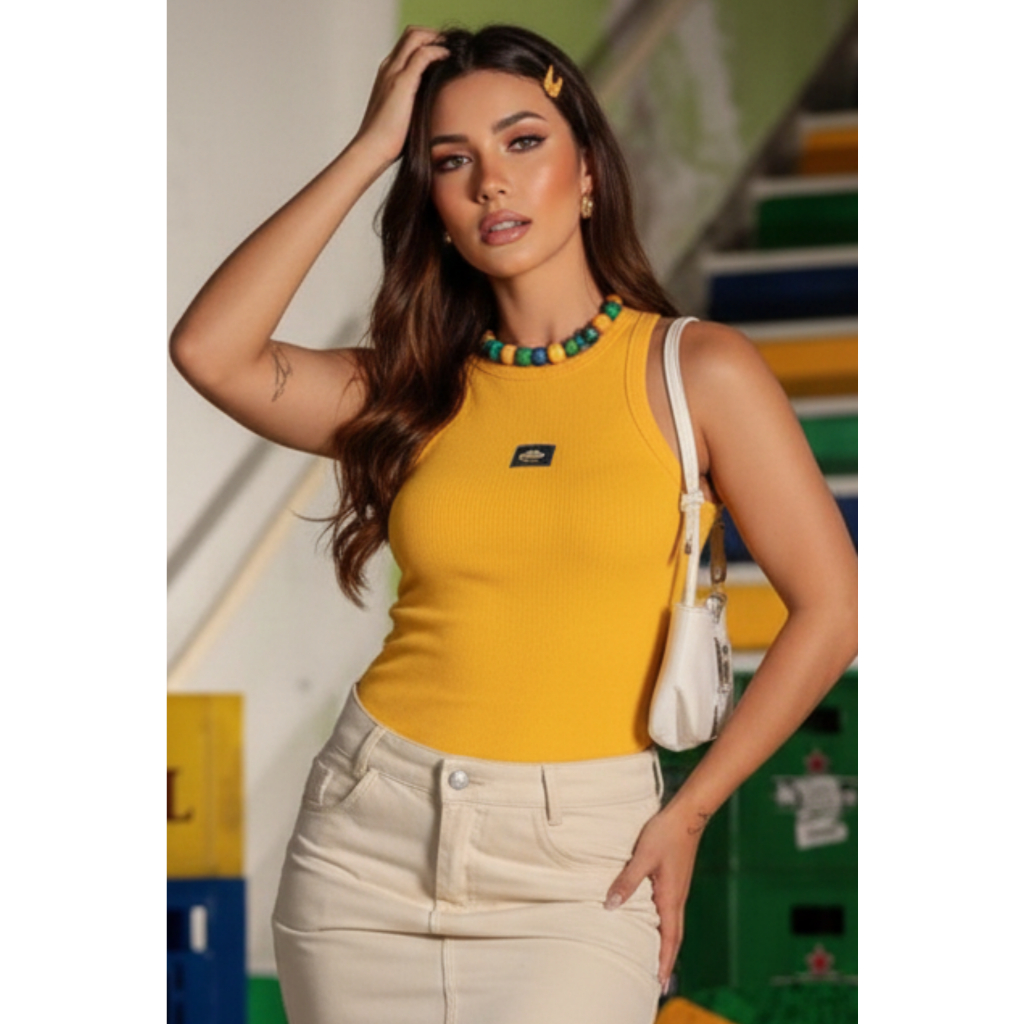 REGATA FEMININA CASUAL ESTAMPA BRASIL VERÃO COPA