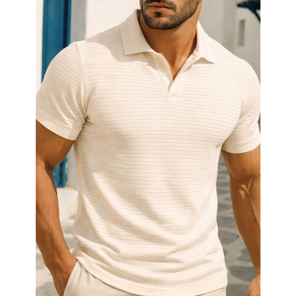 Camisa Polo Masculina Italiana Texturizada Premium