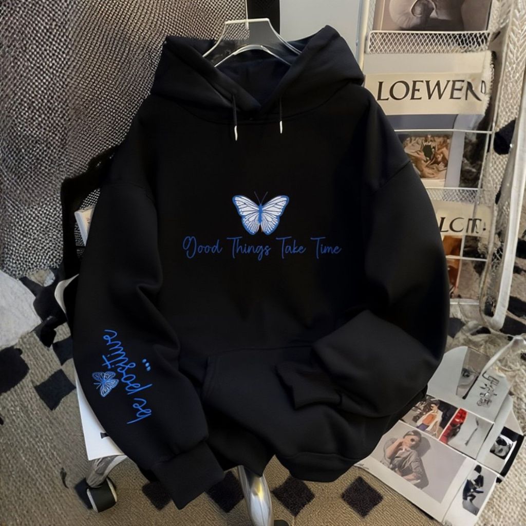 Moletom Butterfly Peluciado Com Bolso Canguru Conf
