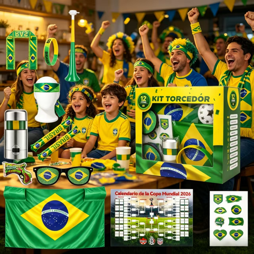 Kit Torcedor Copa do Mundo 2026 Brasil 10/20/30 Un