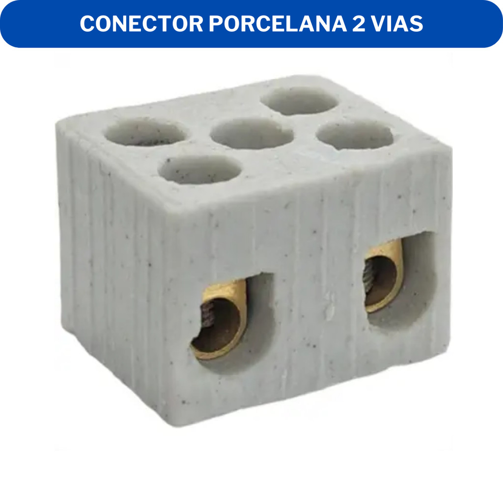Kit 2 Conector Porcelana 2 Vias 6mm 10mm 16mm R