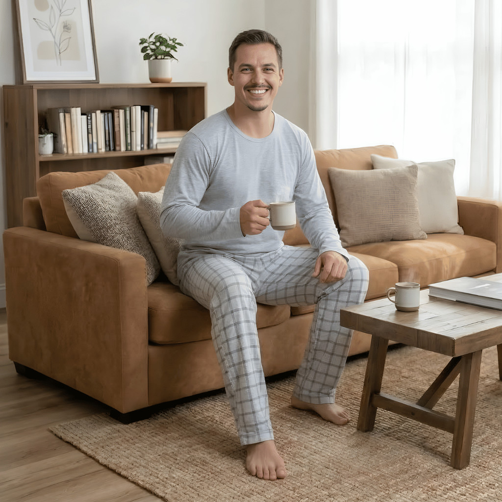 Pijama Longo Masculino Inverno Camisa Lisa Manga L