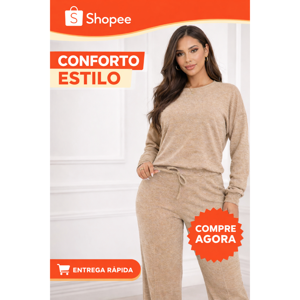 Conjunto Feminino Blusa +Calça Canelada Pantalona