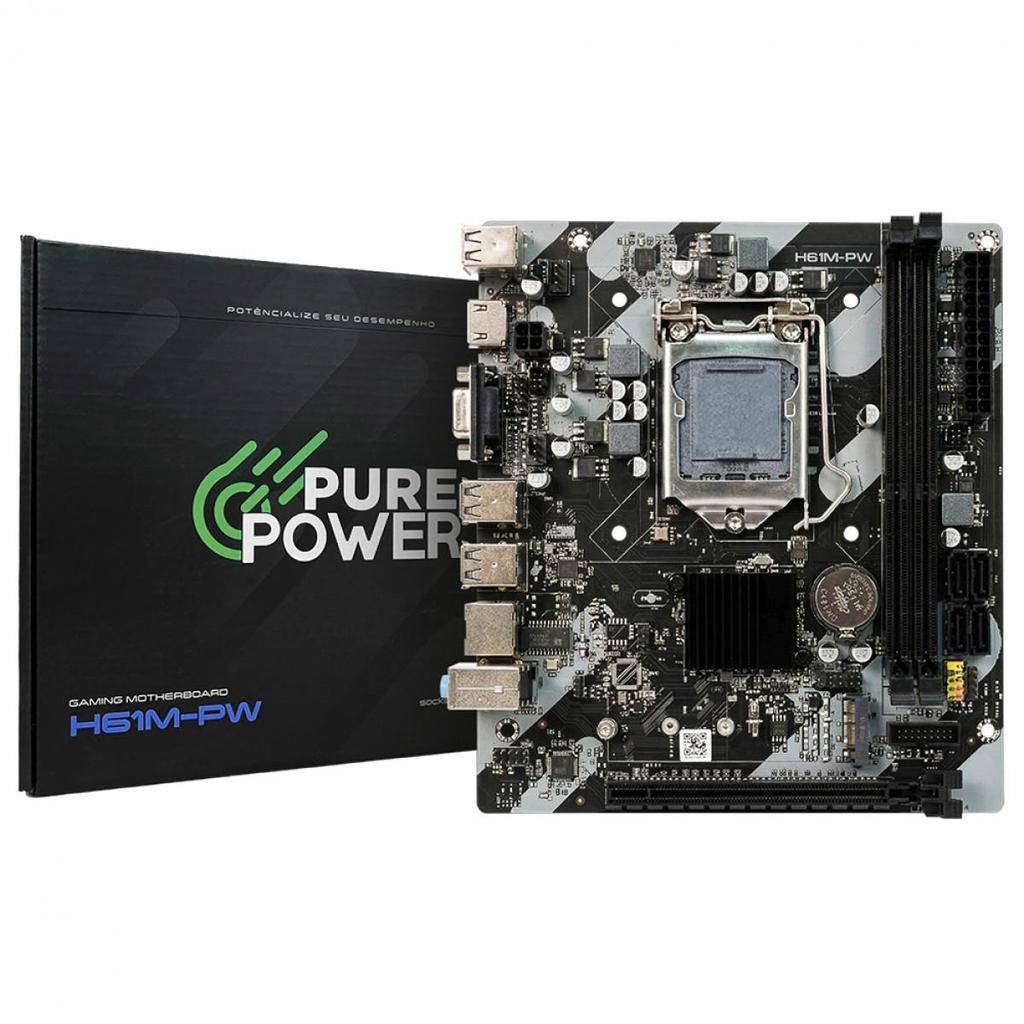 Placa Mãe Pure Power H61M-PW, Chipset H61, Intel 