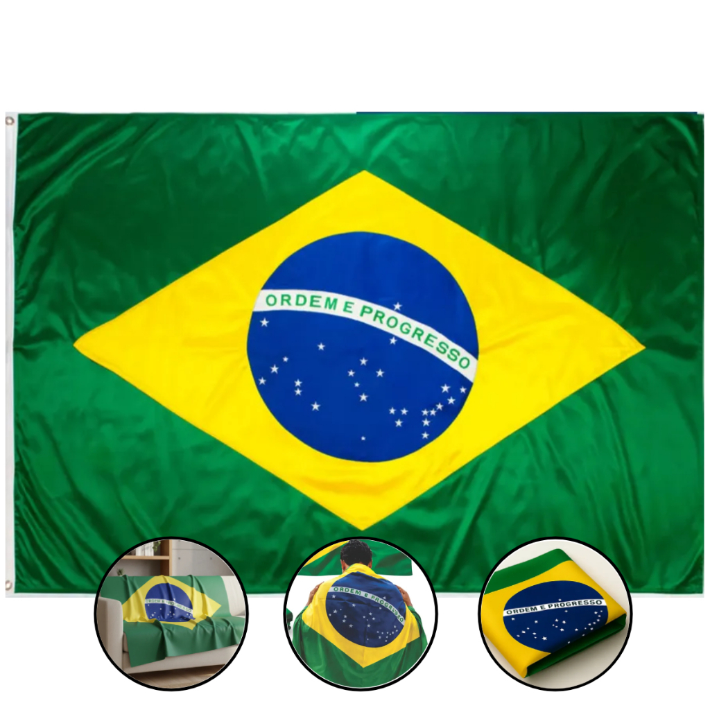 Bandeira Do Brasil Grande 180cmX120cm Dupla Face C