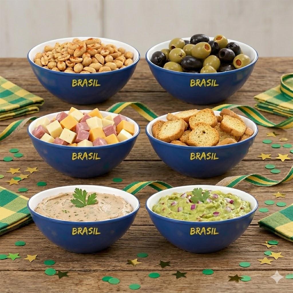 Kit Copa do Mundo 6 Bowls Tigela Aperitivos Entrad