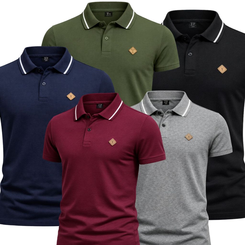 Kit 5/3 Camiseta Gola Polo Masculina 100% Algodão