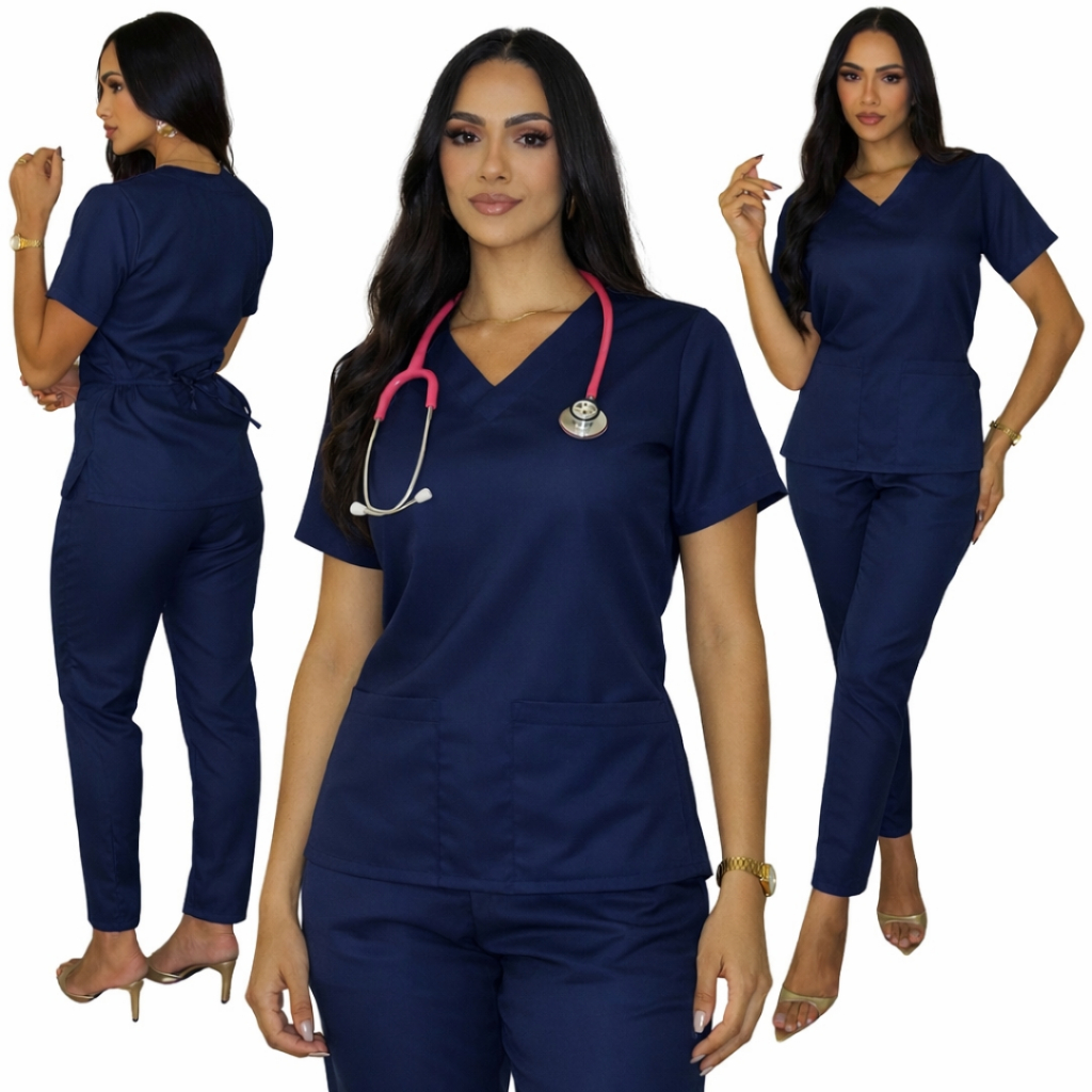 Scrubs Conjunto Oxford Acinturado Pijama Cirurgico