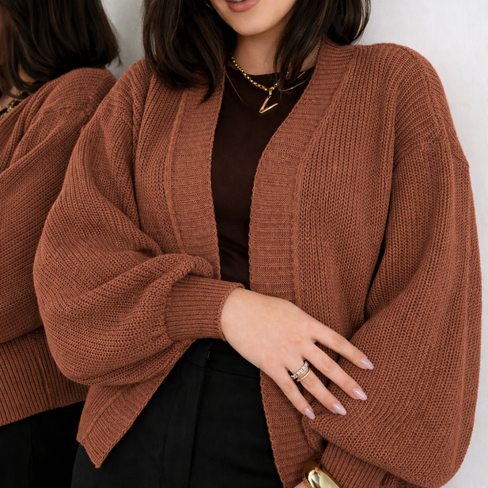 Casaco de Frio Cardigan Feminino Básico de Tricot