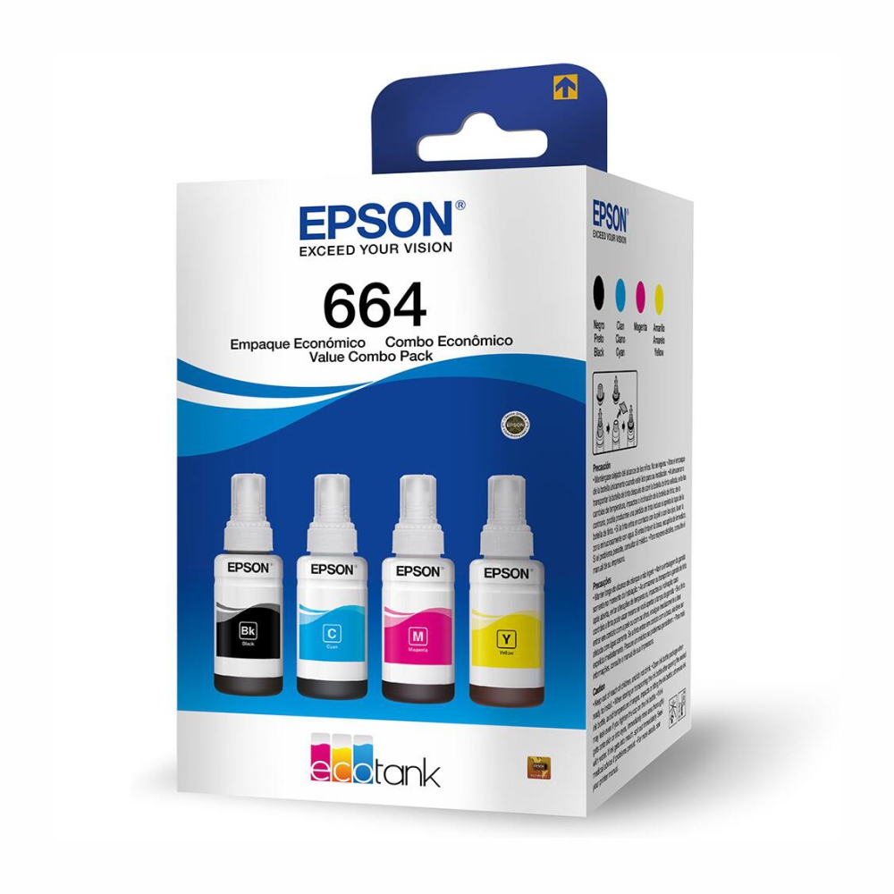 Kit 4 Tinta Refil T 664 para L120 L1300 L395 L396 