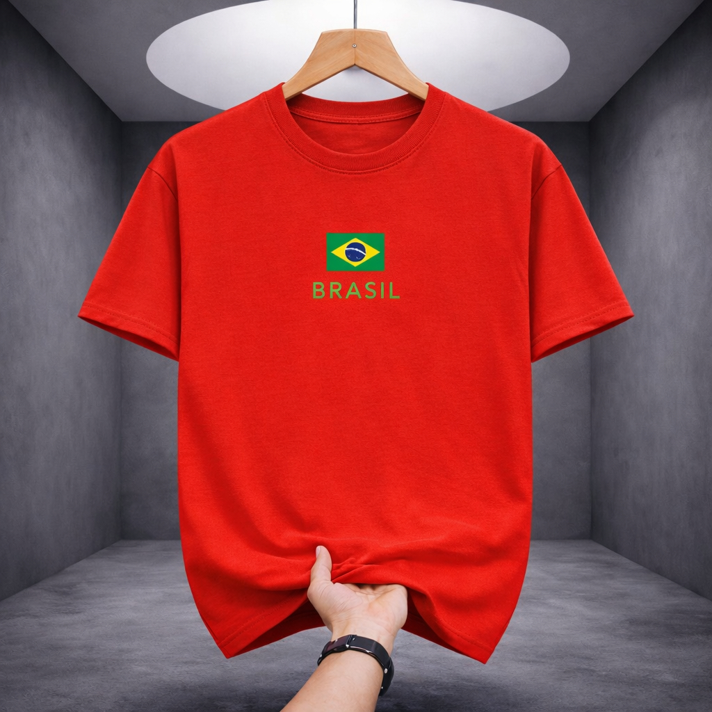 Camiseta Brasil Estampa Bandeira Algodão Casual F