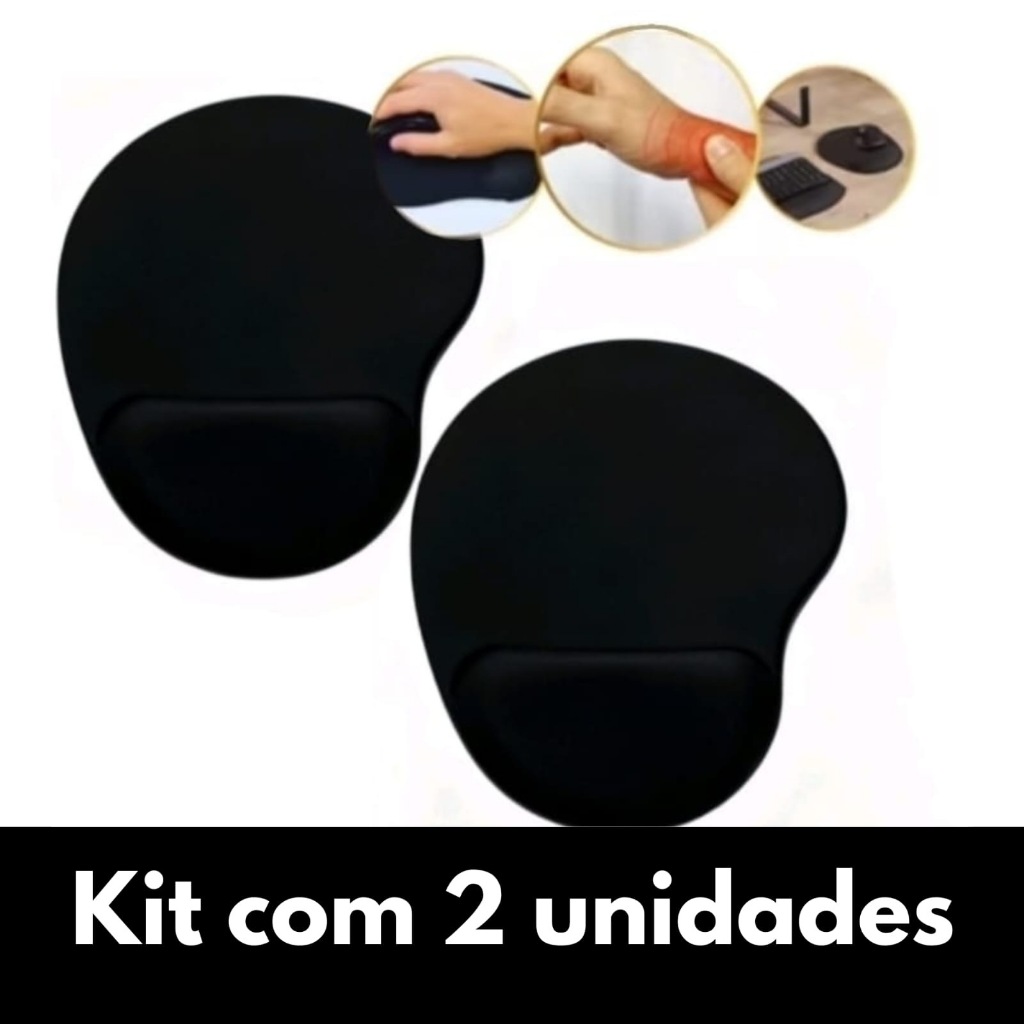 Kit 2 Mousepad Ergonômico Apoio de Punho Confort�