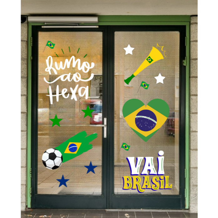 Adesivo Copa do Mundo Brasil Hexa Decoração Vitr