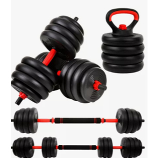 Kit Halteres 6 Em 1 Academia Preto E Vermelho Peso