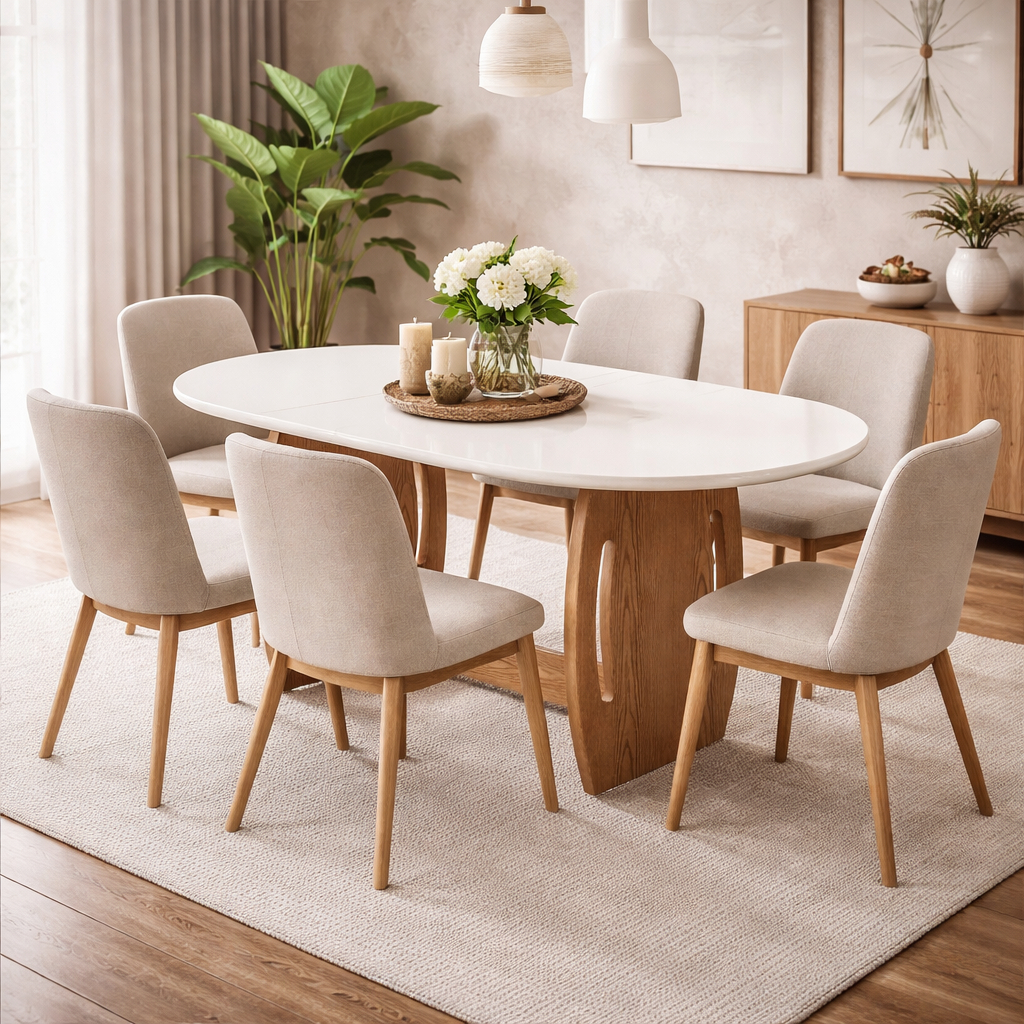 Mesa de Jantar 4 Lugares Oval 137x90cm  Montagem c