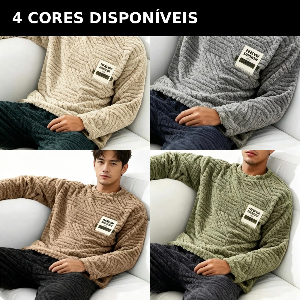 Conjunto Pijama Masculino Peluciado Inverno Com Ca