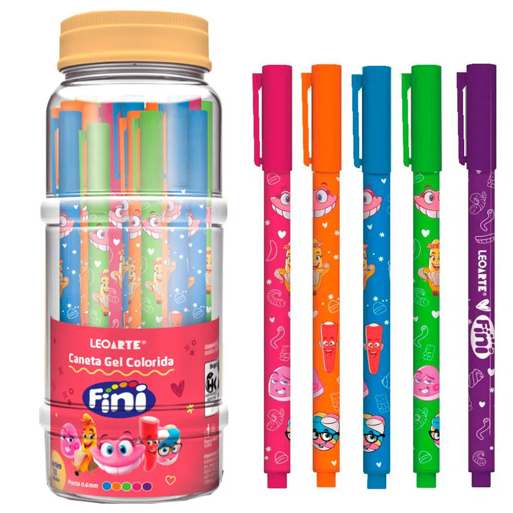 Caneta Fini Gel 0.6mm Corpo Estampado Escrita Suav