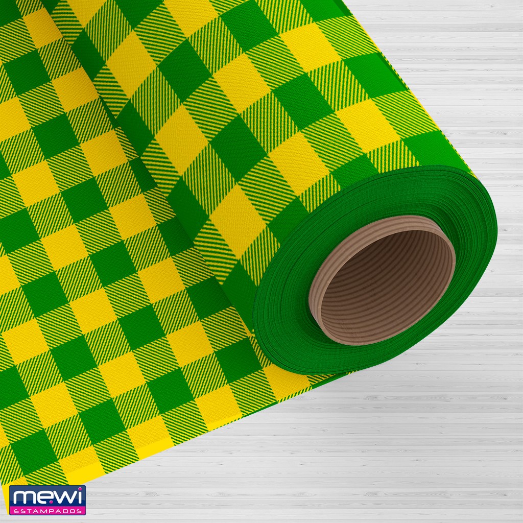 Toalha de mesa em TNT 40G ,Xadrez/Amarelo, Decora�