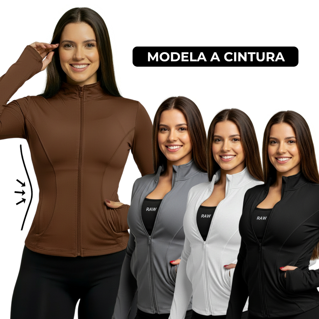 Jaqueta Academia Feminina Fitness Zíper e bolso E