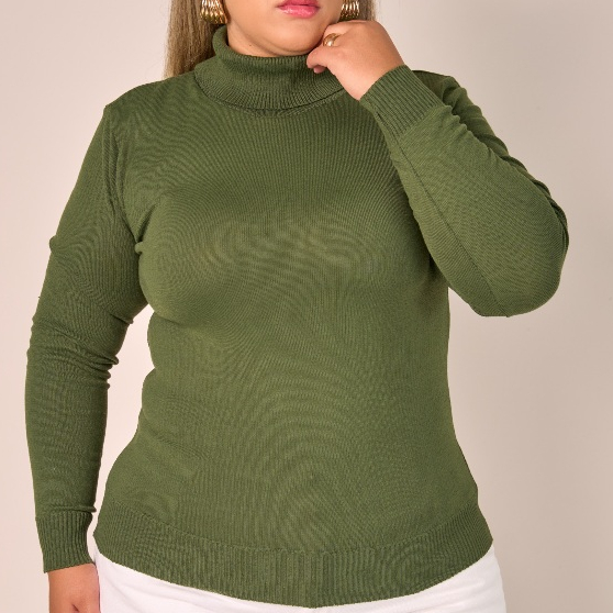 Blusa Cacharrel Feminina Gola Alta Plus Size Tric