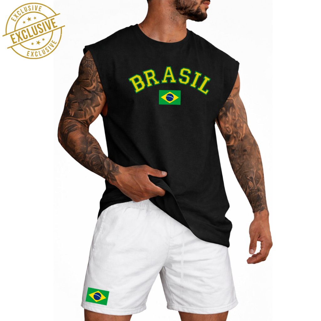 Camiseta Regata Masculina Premium Estampada Brasil
