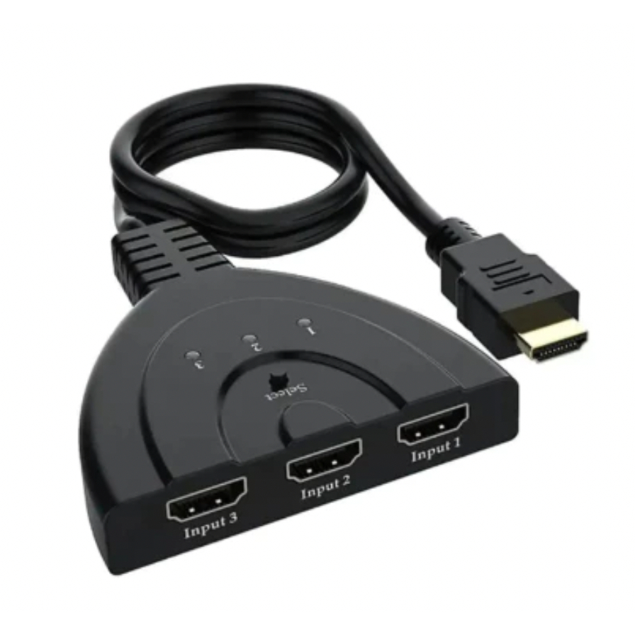 Cabo Divisor Hdmi Hub 3×1 Switch 3 Entradas P