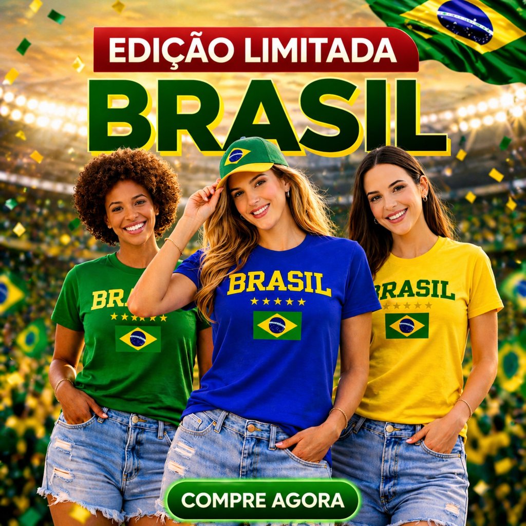 Camiseta Brasil Feminina Estampada Copa Casual Fut