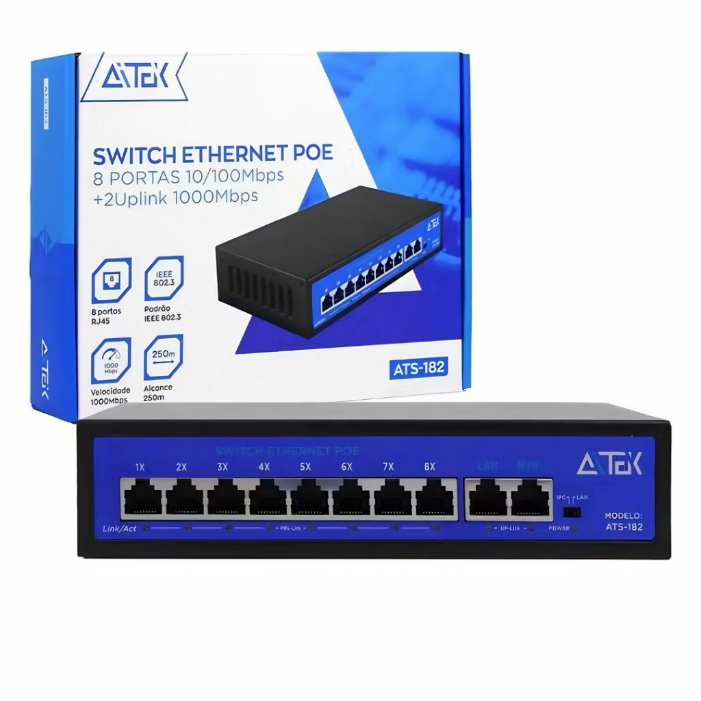 Switch Ethernet PoE 8/16 Portas 10/100/1000Mbps pa