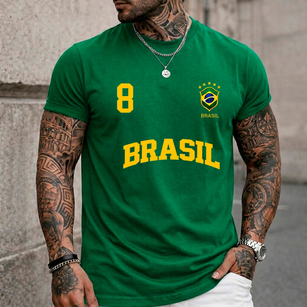 Camiseta Masculina Blusa Brasil 8 T-shirt Verão M